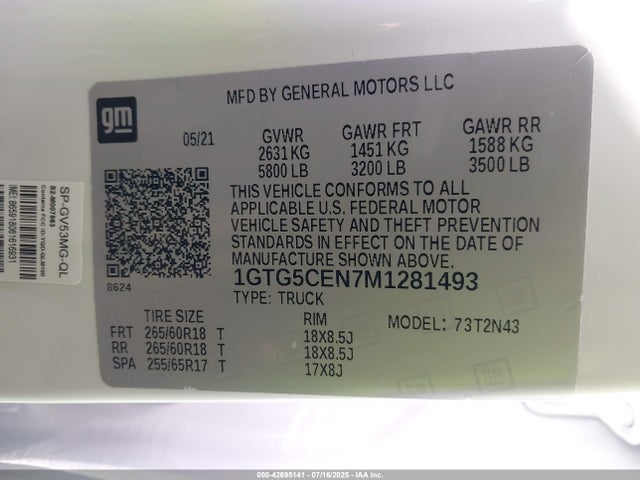 1GTG5CEN7M1281493 GMC lgz - di, vvt, alum, var2, gen 2