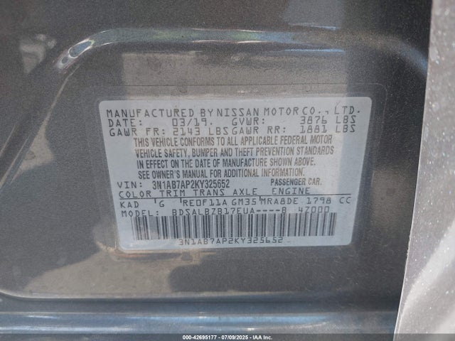 Nissan 2019 2019 3N1AB7AP2KY325652 Image 9
