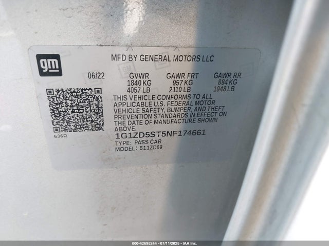 1G1ZD5ST5NF174661 Chevrolet lfv - direct injection, variable valve timing, gen 1 gmna