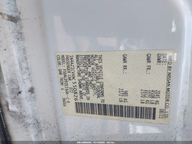 1N4AZ1CVXNC550826 Nissan Leaf