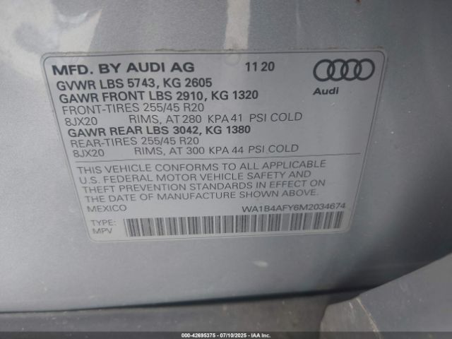 2021 AUDI SQ5 WA1B4AFY6M2034674 Photo 8