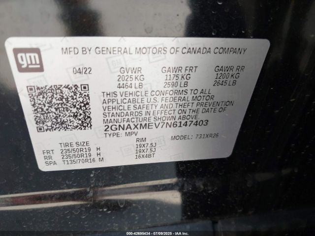 2022 CHEVROLET EQUINOX 2GNAXMEV7N6147403 Photo 8