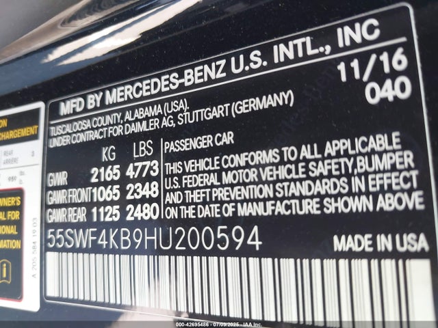 55SWF4KB9HU200594 Mercedes-Benz 2017