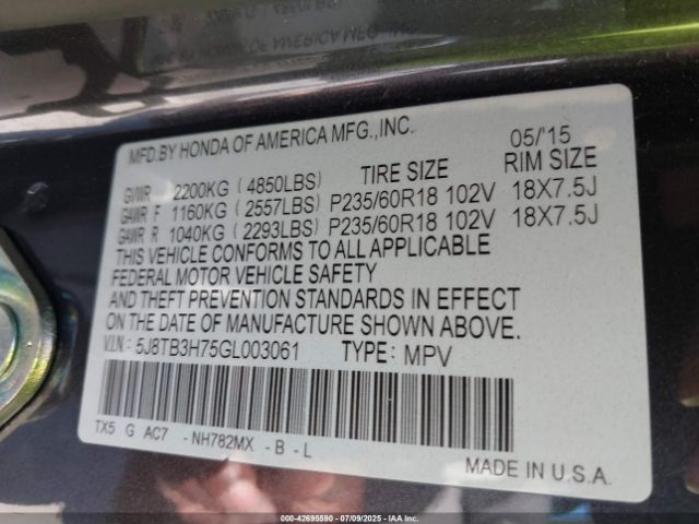 2016 ACURA RDX 5J8TB3H75GL003061 Photo 8