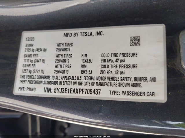 2023 TESLA MODEL 3 5YJ3E1EAXPF705437 Photo 8