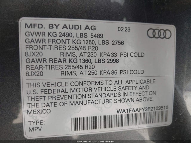 2023 AUDI Q5 WA1FAAFY3P2109510 Photo 8
