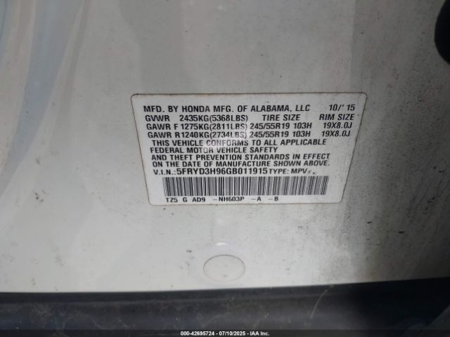 2016 ACURA MDX 5FRYD3H96GB011915 Photo 8
