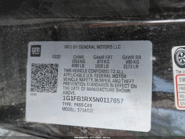 2022 CHEVROLET CAMARO 1G1FB1RX5N0117857 Photo 8