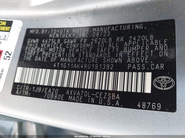 4T1G11AK4RU191392 Toyota a25a-fks
