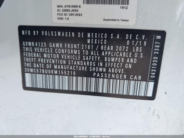 3VWC57BU0KM155216 Volkswagen 1.4 tsi