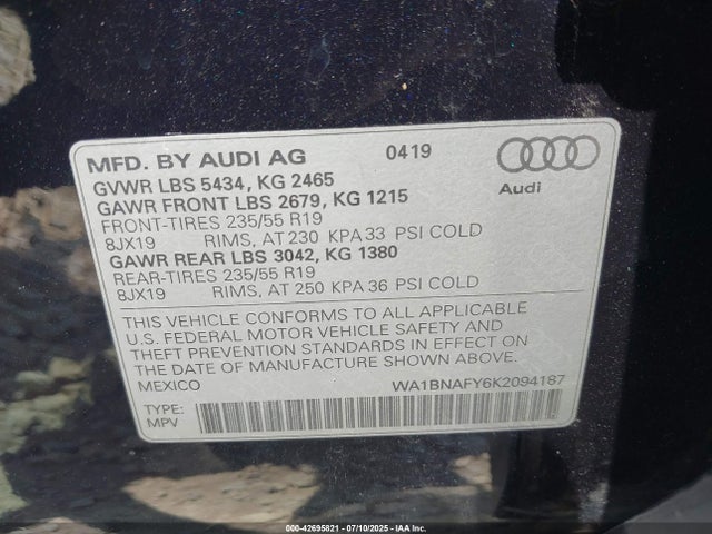 2019 AUDI Q5 WA1BNAFY6K2094187 Photo 8