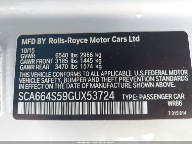 2016 ROLLS-ROYCE GHOST SCA664S59GUX53724 Photo 8
