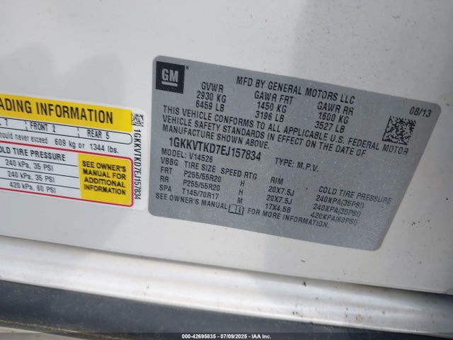 1GKKVTKD7EJ157834 GMC llt