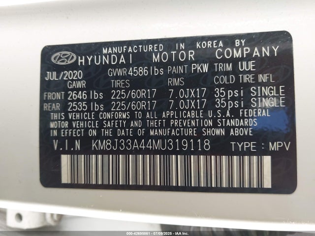 KM8J33A44MU319118 Hyundai gdi nu