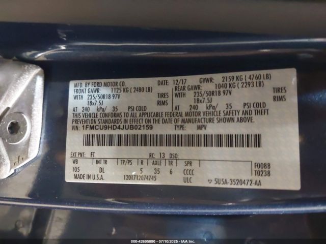2018 FORD ESCAPE 1FMCU9HD4JUB02159 Photo 8