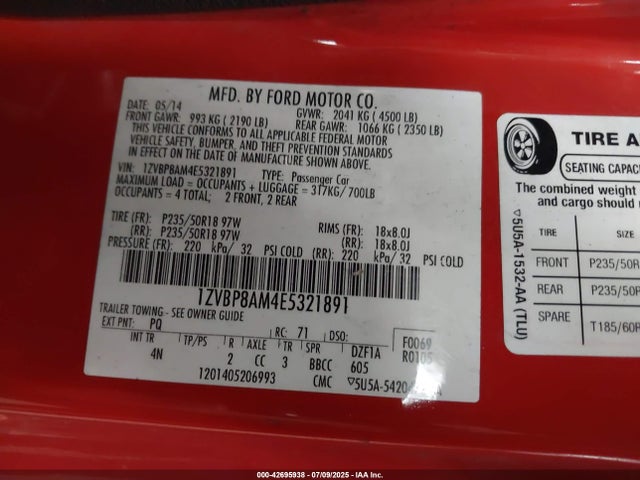 Ford Mustang 2014 1ZVBP8AM4E5321891 Image 9