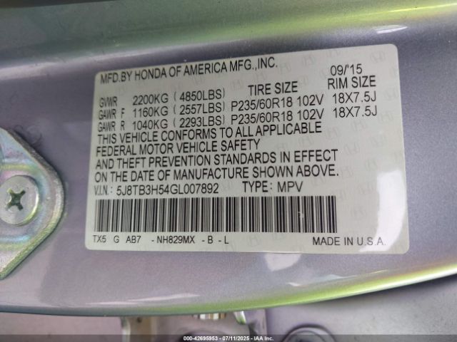 2016 ACURA RDX 5J8TB3H54GL007892 Photo 8