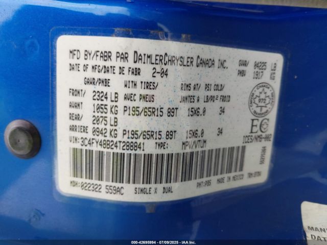 2004 CHRYSLER PT CRUISER 3C4FY48B24T288841 Photo 8