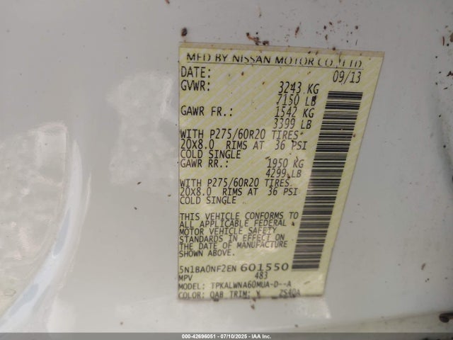 Nissan Armada 2014 5N1BA0NF2EN601550 Image 9