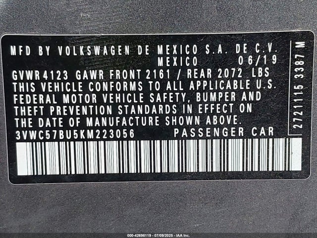 3VWC57BU5KM223056 Volkswagen 1.4 tsi