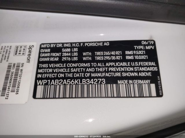 2019 PORSCHE MACAN WP1AB2A56KLB34273 Photo 8