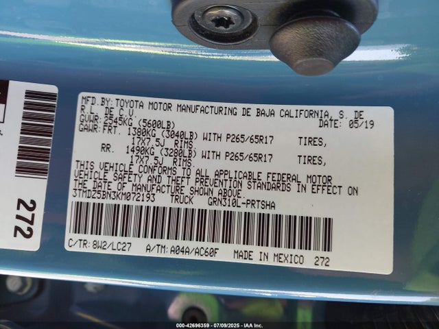 3TMDZ5BN3KM072193 Toyota 2gr-fks