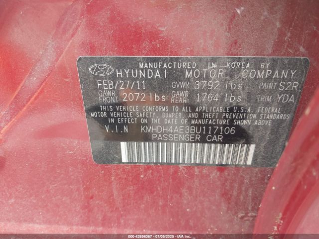 2011 HYUNDAI ELANTRA KMHDH4AE3BU117106 Photo 8