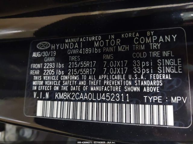 2020 HYUNDAI KONA KM8K2CAA0LU452311 Photo 8