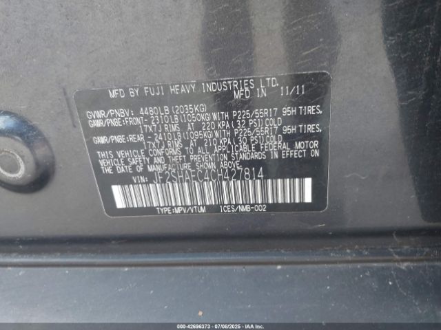 2012 SUBARU FORESTER JF2SHAEC4CH427814 Photo 8