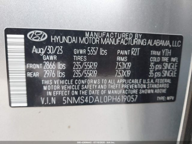 2023 HYUNDAI SANTA FE 5NMS4DAL0PH619057 Photo 8