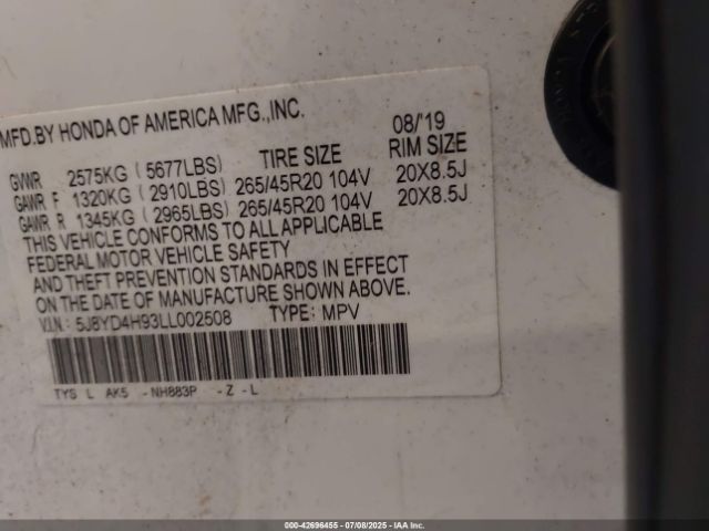 2020 ACURA MDX 5J8YD4H93LL002508 Photo 8
