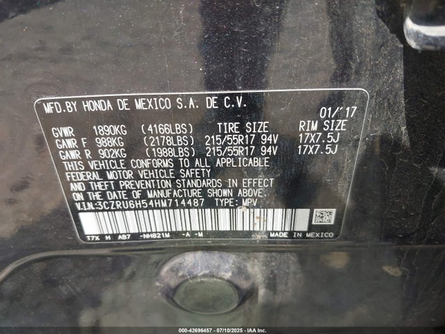3CZRU6H54HM714487 Honda r18z9
