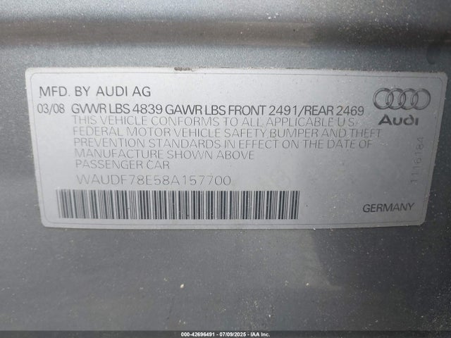 2008 AUDI A4 WAUDF78E58A157700 Photo 8