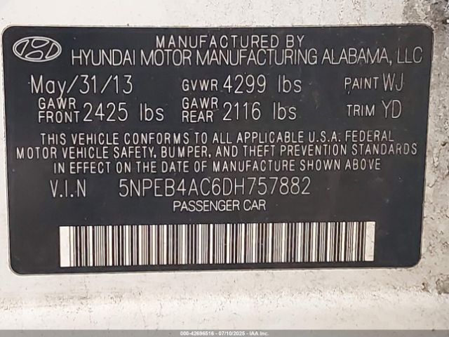 2013 HYUNDAI SONATA 5NPEB4AC6DH757882 Photo 8