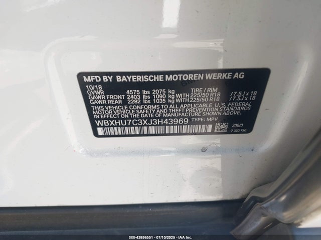 WBXHU7C3XJ3H43969 BMW X1