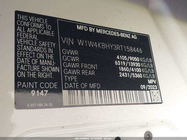 Mercedes-Benz om654 2024 W1W4KBHY3RT158446 Image 9
