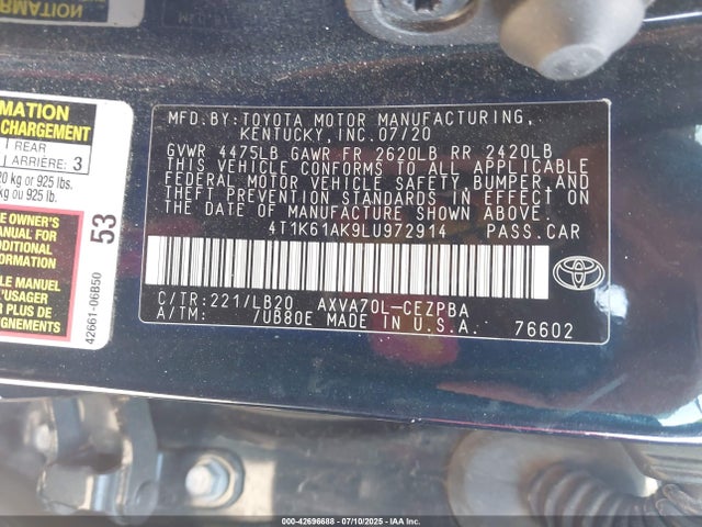 4T1K61AK9LU972914 Toyota a25a-fks