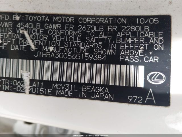 2006 LEXUS ES 330 JTHBA30G565159384 Photo 8
