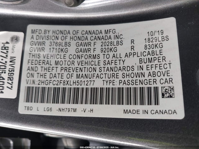 2HGFC2F8XLH501277 Honda k20c2