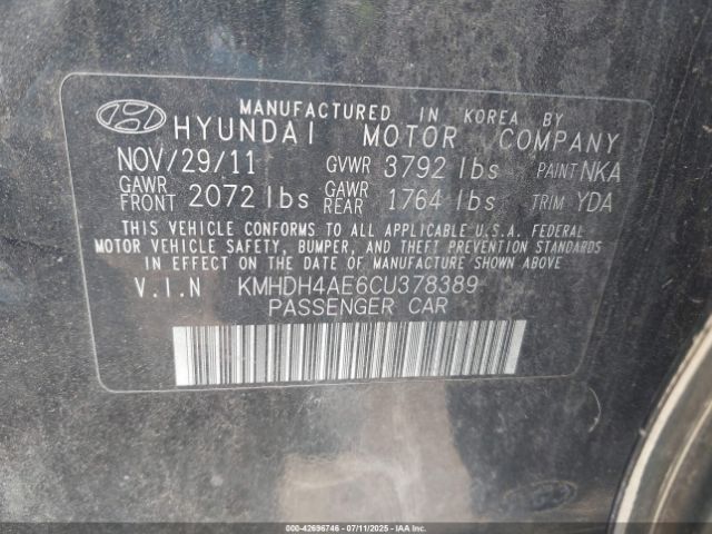 2012 HYUNDAI ELANTRA KMHDH4AE6CU378389 Photo 8