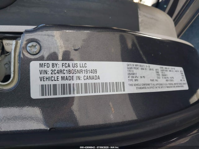 Chrysler 2022 2022 2C4RC1BG5NR191409 Image 9