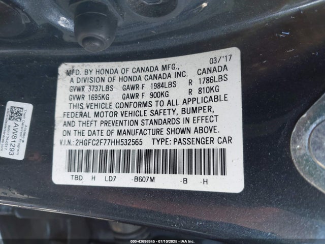2HGFC2F77HH532565 Honda CIVIC EX