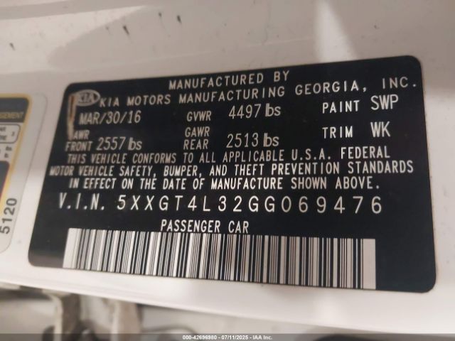 2016 KIA OPTIMA 5XXGT4L32GG069476 Photo 8