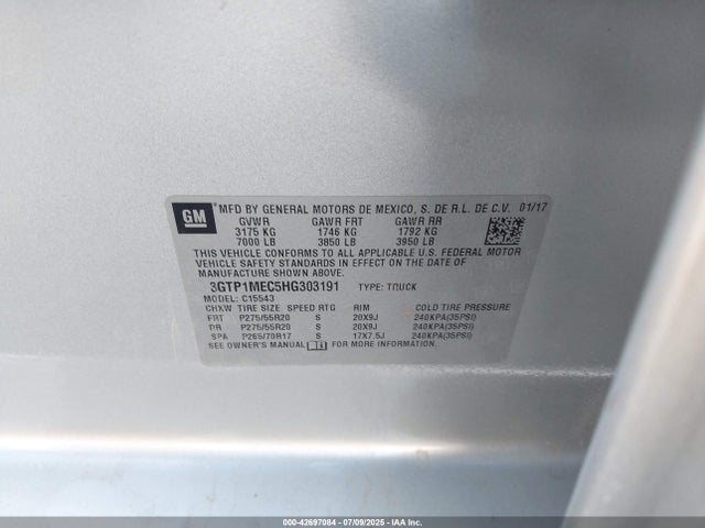 3GTP1MEC5HG303191 GMC Sierra 1500 Sle