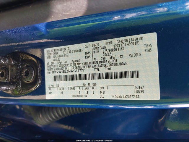 1FTVW1EL6NWG14777 Ford 2022