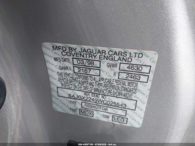 1998 JAGUAR XK8 SAJGX2249WC025543 Photo 8