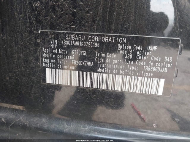 4S3GTAM61K3725196 Subaru Impreza