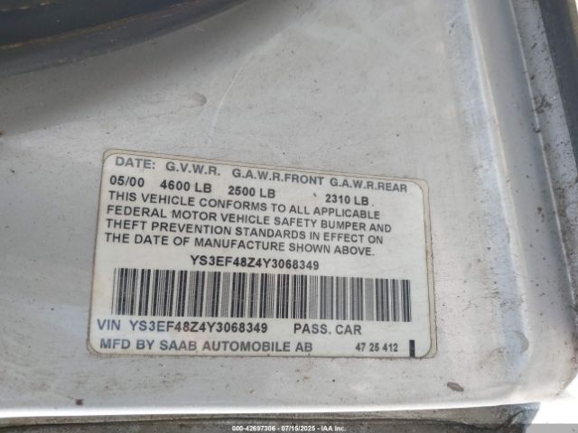 2000 SAAB 9-5 YS3EF48Z4Y3068349 Photo 8