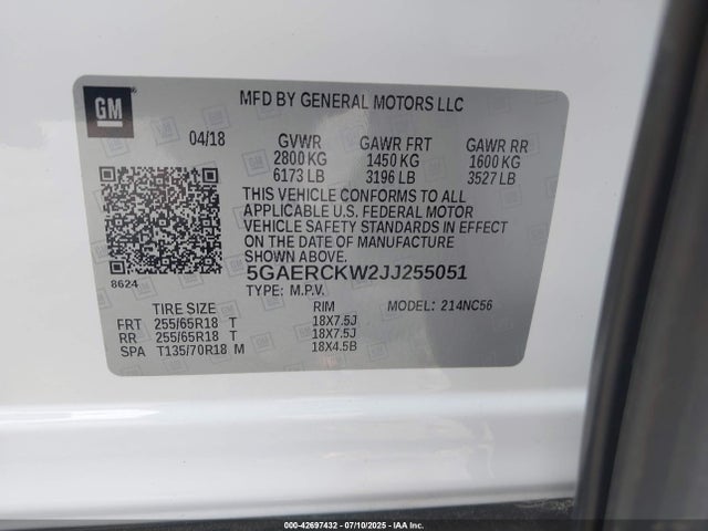 Aukcja sprzedaży 2018 Buick Enclave Premium, vin: 5GAERCKW2JJ255051, numer aukcji: 42697432