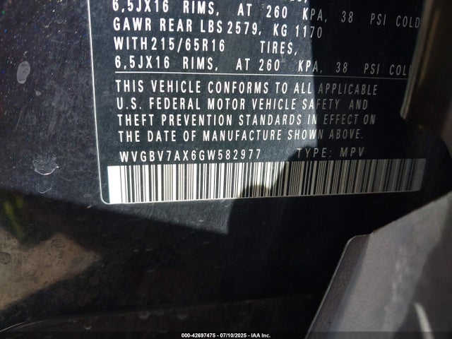 WVGBV7AX6GW582977 Volkswagen Tiguan